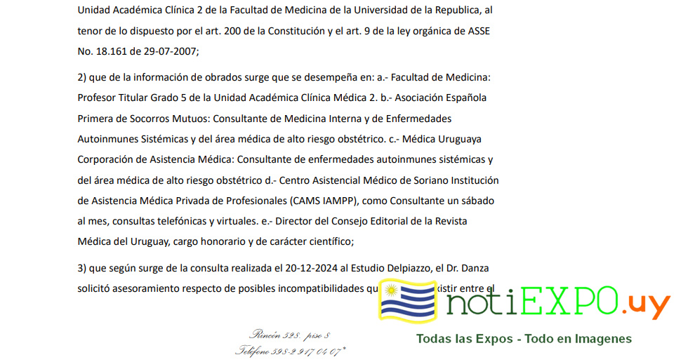 La resolucion de la JUTEP que define la situacion del Presidente de ASSE Dr. Alvaro Danza.