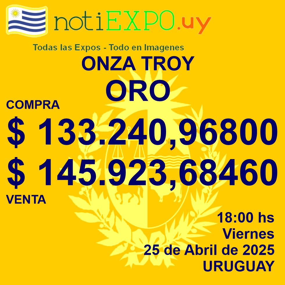 Onza Troy de ORO en Pesos uruguayos